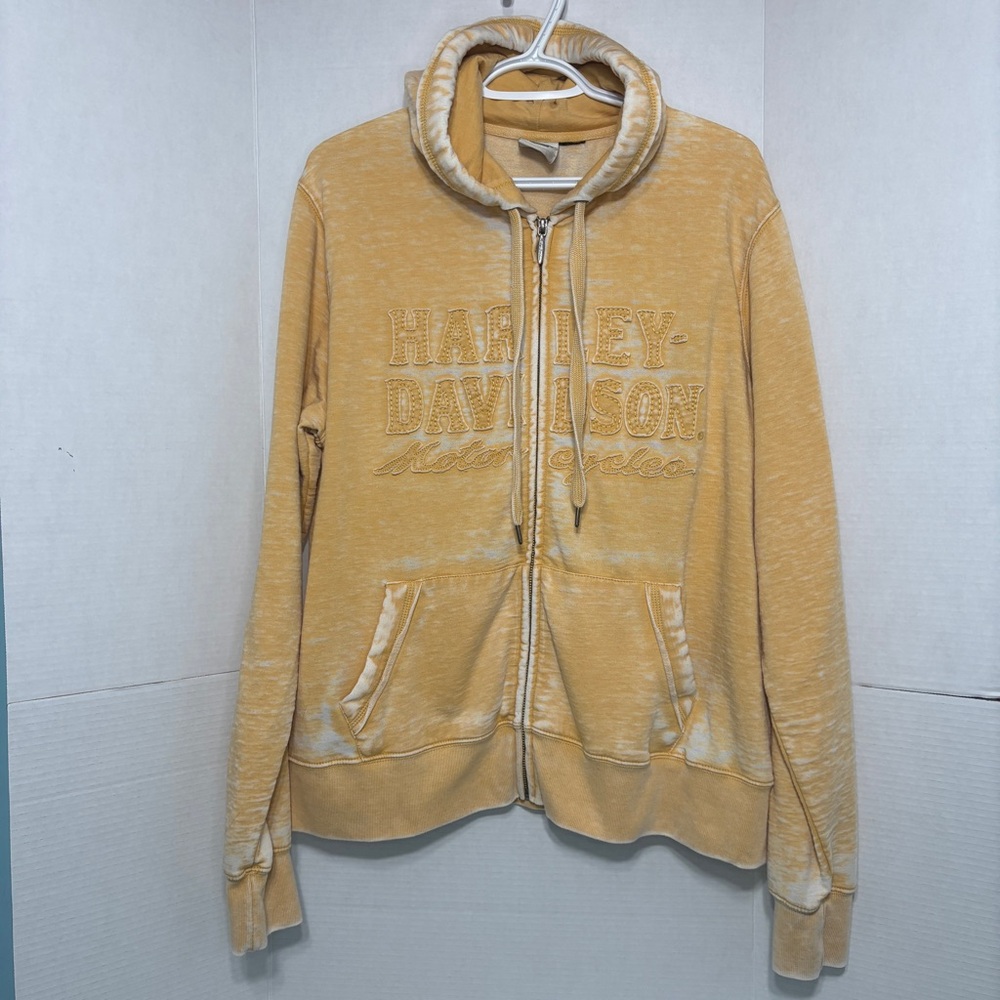 2011 Y2K Harley-Davidson Distressed Yellow Zip-Up Hoodie No Size Tag
